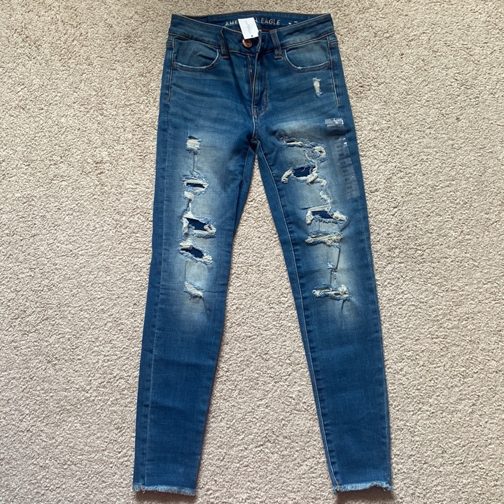 NWT American Eagle Super Stretch 00 Short Hi Rise Jeans - Picture 3 of 9
